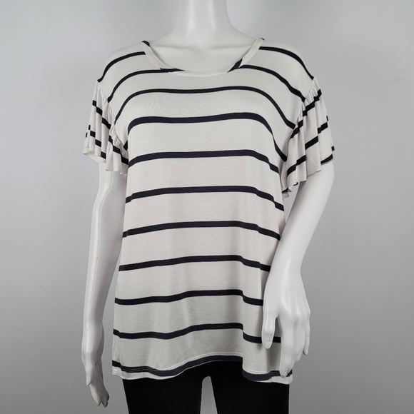 Chaser Cool Jersey Flouncy Sleeve Striped Tee - Picture 2 of 12